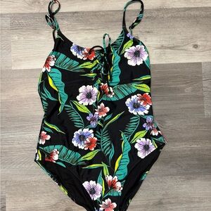 Old Navy Women’s Swim Black Floral One-Piece